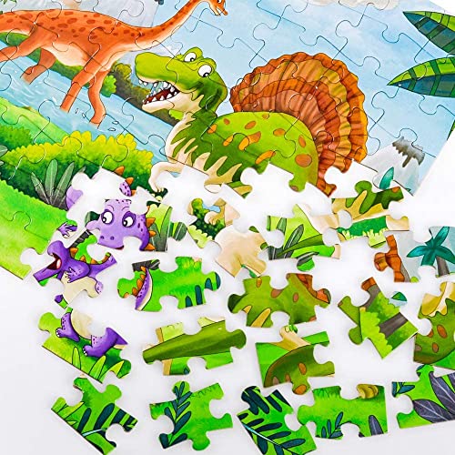 4 in 1 Dinosaur Jigsaw Puzzles for Kids 3-8 Years Boys Girls Birthday Gifts for Toddler Boys Cute Dinosaur Jigsaw Puzzles Preschool Learning Education Puzzle