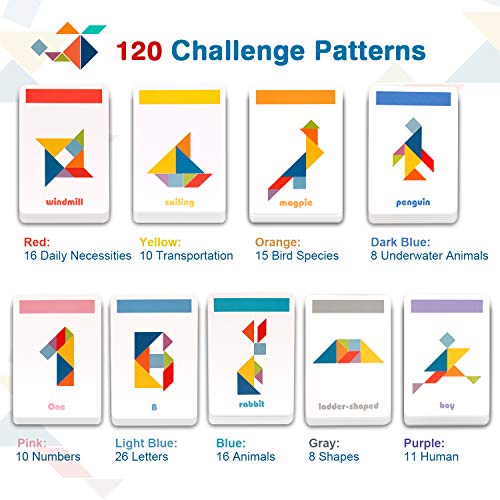 Vanmor 68 Pcs Tangram Puzzles for Kids, Tangrams for Kids Tangram Puzzle Tangram Wooden Puzzle Tangrams for Toddlers Tangram Game Puzzles for 3 4 5 6 Years old Toys Age 3-6 Years Old Boys Girls Gifts