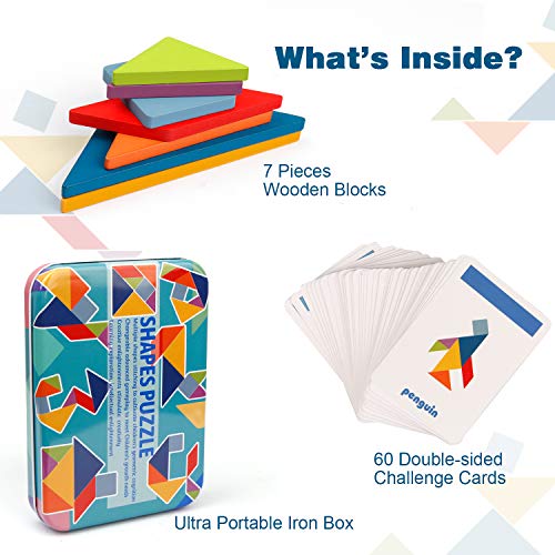 Vanmor 68 Pcs Tangram Puzzles for Kids, Tangrams for Kids Tangram Puzzle Tangram Wooden Puzzle Tangrams for Toddlers Tangram Game Puzzles for 3 4 5 6 Years old Toys Age 3-6 Years Old Boys Girls Gifts