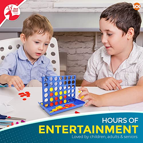 4 In A Row Game | Family Fun Kids Board Games & Travel Games for Kids & Adults | Board Games Kids Travel Games for Kids Travel Board Games | Children's Board Games | Four In A Row Game + SOL Notebook