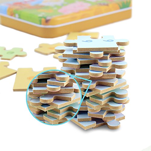 BBLIKE Jigsaw Wooden Puzzles Toy in a Box for Kids, Pack of 4 with Varying Degree of Difficulty Educational Learning Tool Best Birthday Present for Boys Girls (Sheep, Dog, Cow, Pig)