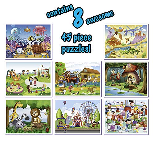 abeec 8 Puzzle Collection – 8 x 45 Piece Jigsaw Puzzles for Kids 3+ - Children’s Jigsaws: Animal Jigsaw, Fairy Jigsaw, Dinosaur Jigsaw, Circus Jigsaw and More…