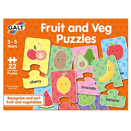 Galt Toys, Fruit and Veg Puzzles, Jigsaw Puzzles for Kids, Ages 3 to 5 Years Plus