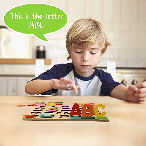 wgde toy Wooden Puzzles for 2 3 4 Year Old Kids Toddlers, Toys Gifts for 2 3 4 Year Girls Boys Toddlers Alphabet Number Puzzles Set for Children Toddlers Learning Toys Gifts for Age 2 3 4 Girls Boys
