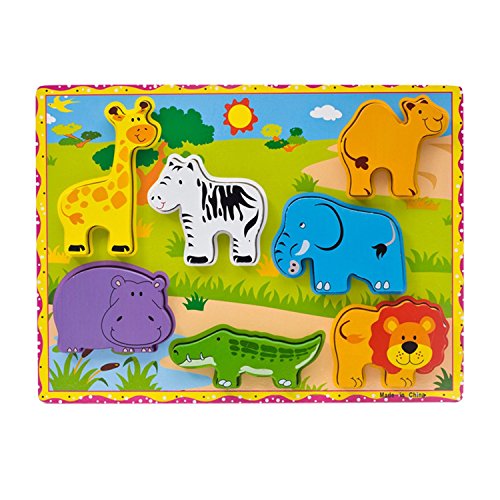 Lewo Wooden Puzzle Animal Chunky Puzzle Preschool Learning Educational Toys For Toddle Kids (7 pcs)