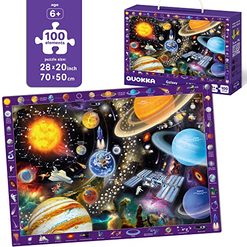 Jigsaw Puzzles for Kids 3 4 5 Year Olds - 3 Set 100 Piece Puzzles for Children to Learn World Map of Europe and Space - Educational Toys for Boys & Girls Age 6 7 9