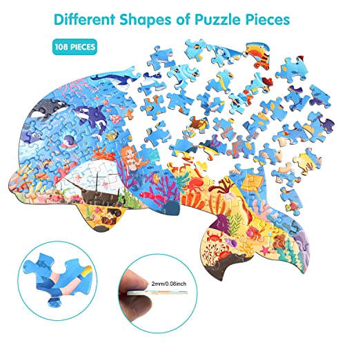 Dolphin Jigsaw Puzzle for Kids, 108 Pieces Puzzles, Best Gift for Children Age 4 5 6 7 8 9 10 Years.