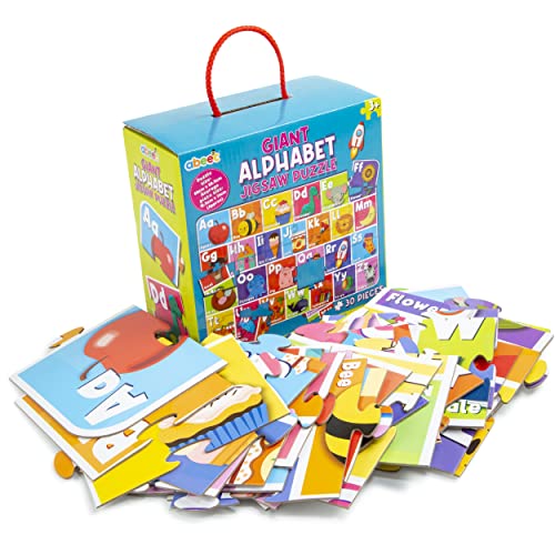 abeec Giant Alphabet Jigsaw Kids Puzzle – Floor Jigsaw Puzzles For Kids - Includes 30 Giant Floor Puzzle Pieces - Educational Toys - Toddler Games - Alphabet Puzzles