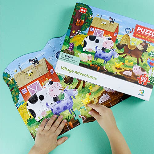 Set of 4 Animal Jigsaw Puzzles for Kids 4 years old and up 60 pieces () Dodo Perfect Educational Gift for Boys and Girls (Animals)