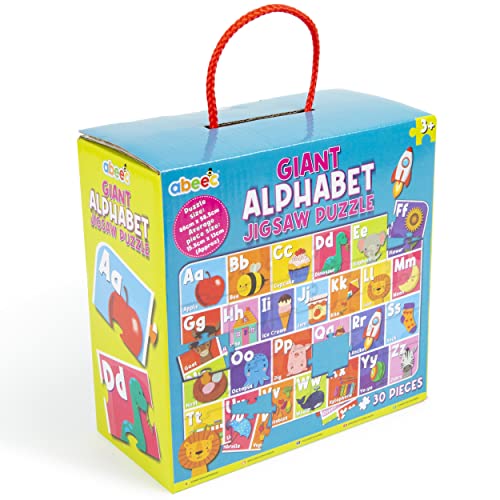 abeec Giant Alphabet Jigsaw Kids Puzzle – Floor Jigsaw Puzzles For Kids - Includes 30 Giant Floor Puzzle Pieces - Educational Toys - Toddler Games - Alphabet Puzzles