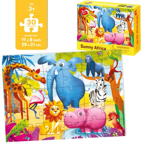 30 Piece Puzzles for 2 3 Year Olds - Set of 4 Jigsaws For Children Age 4 5 by QUOKKA - Animal Toddler Toys for Kids 5-8 yo - Learning Gifts for Boy and Girl