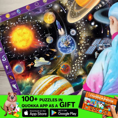 Jigsaw Puzzles for Kids 3 4 5 Year Olds - 3 Set 100 Piece Puzzles for Children to Learn World Map of Europe and Space - Educational Toys for Boys & Girls Age 6 7 9