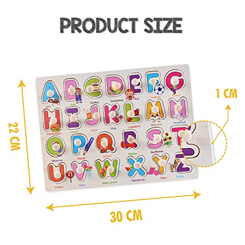 Playcrate 6 Pack Wooden Learning Puzzles for Kids - Educational Animals Numbers, Shapes and Letter Pegboard Puzzles - Fantastic Educational Aid for Children, Toddlers and Babies