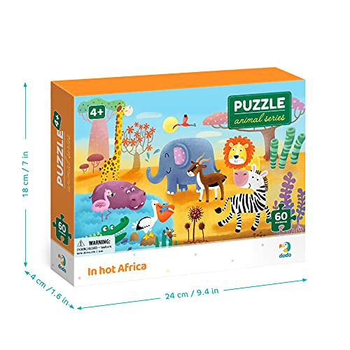 Set of 4 Animal Jigsaw Puzzles for Kids 4 years old and up 60 pieces () Dodo Perfect Educational Gift for Boys and Girls (Animals)