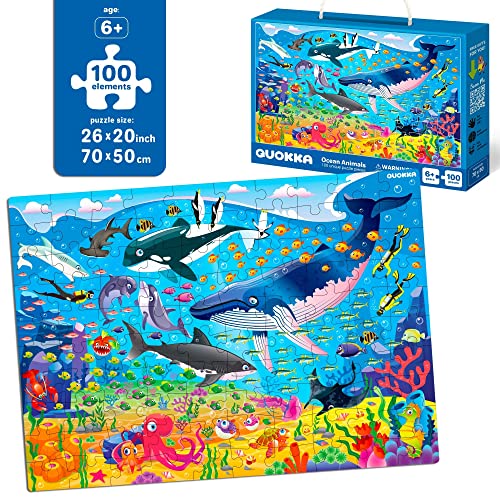 100 Piece Jigsaw Puzzles for Children Age 3 4 5 - Set of 3 Giant Floor Puzzles Ocean Forest Animals & Bugs - Educational Toys for 6 7 8 Year Old Boys and Girls - Present Game for Children 5-8 yo