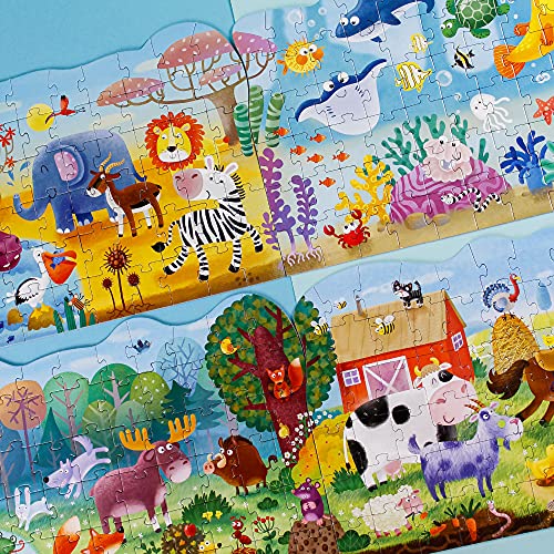 Set of 4 Animal Jigsaw Puzzles for Kids 4 years old and up 60 pieces () Dodo Perfect Educational Gift for Boys and Girls (Animals)