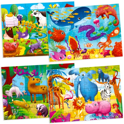 30 Piece Puzzles for 2 3 Year Olds - Set of 4 Jigsaws For Children Age 4 5 by QUOKKA - Animal Toddler Toys for Kids 5-8 yo - Learning Gifts for Boy and Girl