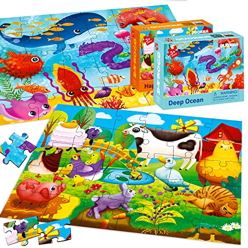 30 Piece Puzzles for 2 3 Year Olds - Set of 4 Jigsaws For Children Age 4 5 by QUOKKA - Animal Toddler Toys for Kids 5-8 yo - Learning Gifts for Boy and Girl