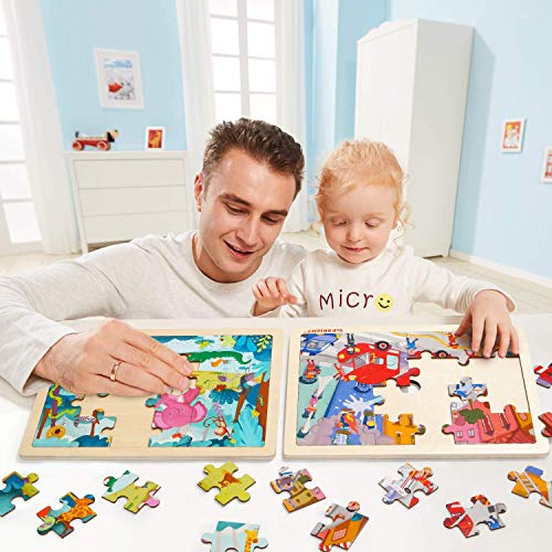 TOP BRIGHT 24 Piece Childrens Jigsaws Puzzles for Ages 3 4 5, Forest Animals Wooden Toddler Puzzle for 2 3 4 Year Old Kids