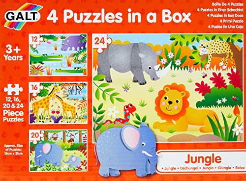 Galt Toys, 4 Puzzles in a Box - Jungle, Animal Jigsaw Puzzle for Kids, Ages 3 Years Plus