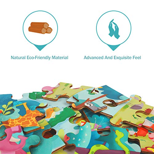 TOP BRIGHT 24 Piece Childrens Jigsaws Puzzles for Ages 3 4 5, Forest Animals Wooden Toddler Puzzle for 2 3 4 Year Old Kids