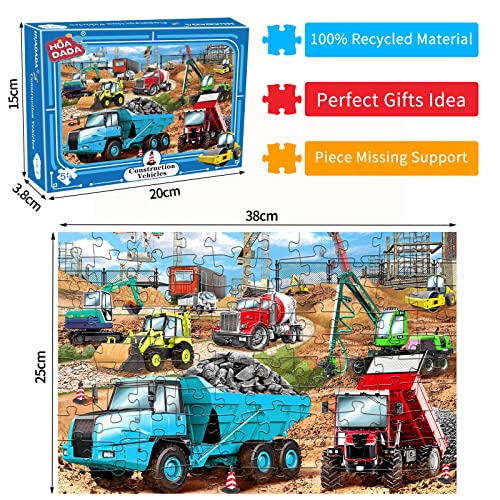 Construction Vehicles Jigsaw Puzzles for Kids Gifts | 100 Piece Jigsaw Puzzles for Children Boys Girls Age 5 Years and Up