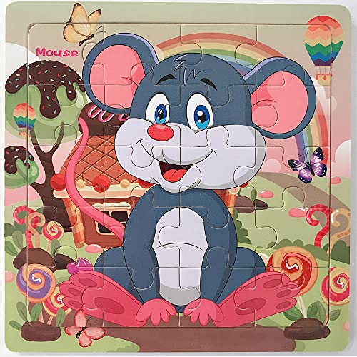 JIANGTYH Puzzles for Kids Ages 3-5 Year Old 20 Piece Colorful Wooden Puzzles Set of 6 Vibrant Theme Brain Development Learning Toys Set for Boys and Girls (6 Puzzles)