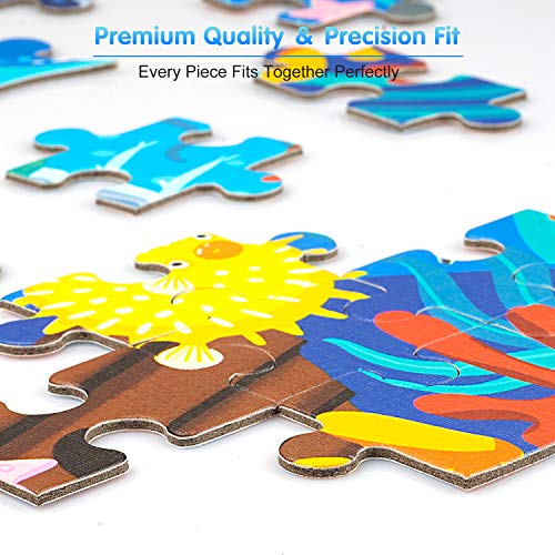 Ocean World Whale Jigsaw Puzzle for Kids, 108 Pieces Jigsaw Puzzle with Large Pieces for Kids Age 4 5 6 7 8 9 10 Years