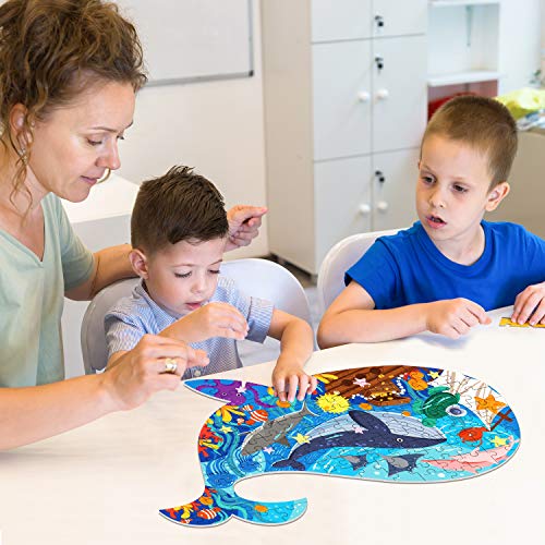 Ocean World Whale Jigsaw Puzzle for Kids, 108 Pieces Jigsaw Puzzle with Large Pieces for Kids Age 4 5 6 7 8 9 10 Years