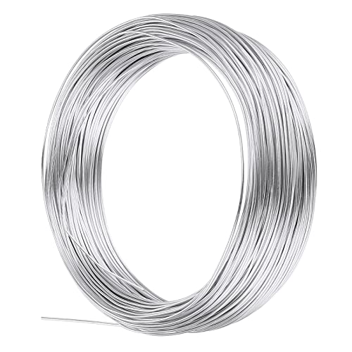 Prasacco 98.4ft/ 30m Aluminum Craft Wire, Craft Silver Wire Thick Bendable Metal Crafting Wire Modelling Wire for Sculpting, Modelling, Skeleton, Floral Making, Jewelry Making (Diameter-1.0mm)