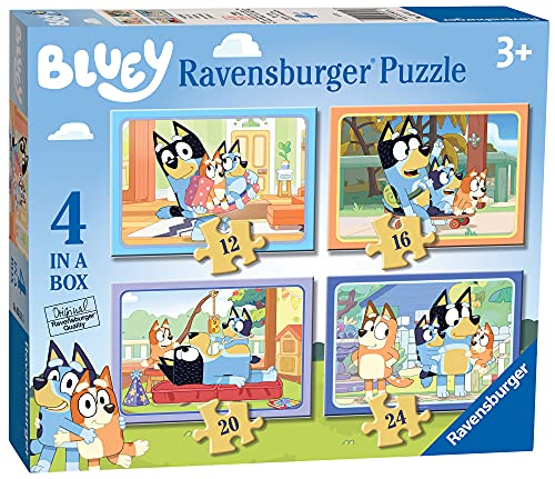 Ravensburger Bluey - 4 in Box (12, 16, 20, 24 Pieces) Jigsaw Puzzles for Kids Age 3 Years Up