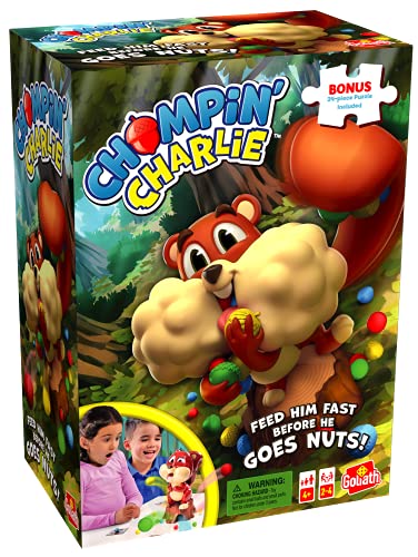 Goliath Games 919583.004 Chompin' Charlie with Bonus 24pc Jigsaw Puzzle Kids Action Games | for Ages 4+ | for 2-4 Players, Multi