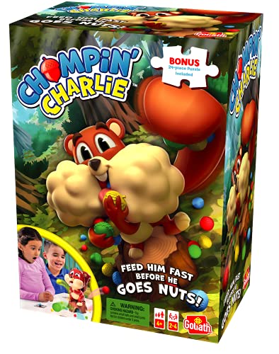 Goliath Games 919583.004 Chompin' Charlie with Bonus 24pc Jigsaw Puzzle Kids Action Games | for Ages 4+ | for 2-4 Players, Multi