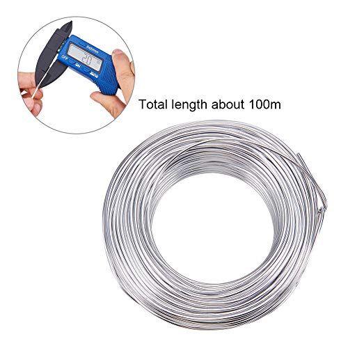 NBEADS 1 Roll 12 Gauge Aluminum Wire, 55m Silver Aluminum Modelling Craft Wire Bendable Metal Sculpting Wire for Jewellery Craft, 2.0mm in Diameter