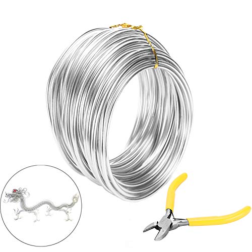 DesignerBox Aluminium Wire With 1PCS Wire Cutter, 10M/ 33.3ft Craft Flexible Bonsai Training Wire for sculpture, Jewellery Making, Earring DIY Clay Modelling Bonsai