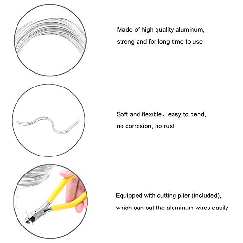 DesignerBox Aluminium Wire With 1PCS Wire Cutter, 10M/ 33.3ft Craft Flexible Bonsai Training Wire for sculpture, Jewellery Making, Earring DIY Clay Modelling Bonsai