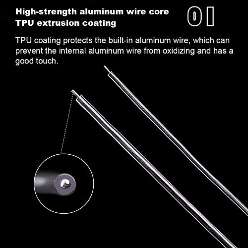 BENECREAT 12 Gauge (2mm) Transparent PVC Plastic Covered Aluminum Wire 100FT(30m) Bendable Silver Aluminum Craft Wire for Making Clothing, Hats, Headwear, DIY Crafts