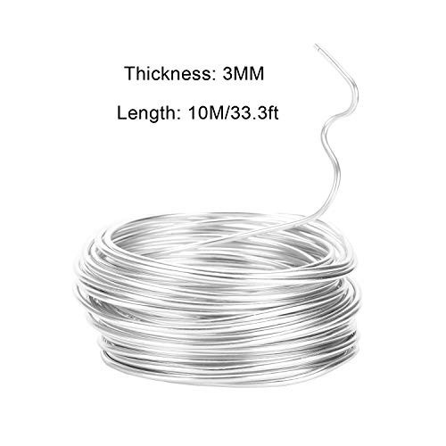 DesignerBox Aluminium Wire With 1PCS Wire Cutter, 10M/ 33.3ft Craft Flexible Bonsai Training Wire for sculpture, Jewellery Making, Earring DIY Clay Modelling Bonsai