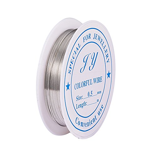 PH PandaHall 7m 0.5mm Craft Wire for Jewellery Making, Iron Jewellery Wire Tarnish Resistant Beading Wire Silver Craft Jewelry Wire for Jewelry Making Supplies DIY Crafting, 25 Gauge