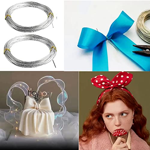 2 Rolls 65.6ft Aluminium Craft Wire, 2 Size Total 20m Bendable Beading Jewellery Wire Diameter 1mm & 2mm Flexible Silver Modelling Wire for DIY Sculpture