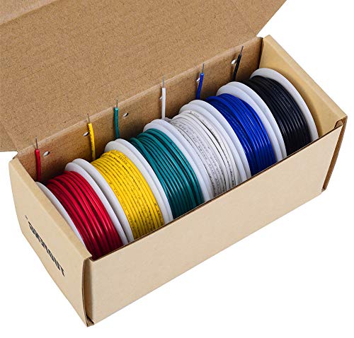 TUOFENG 18 awg Solid Wire-Solid Wire Kit-6 Different Colored 6 Meter spools 18 Gauge Jumper Wire -Hook up Wire Kit