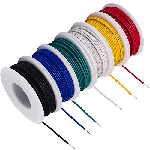 TUOFENG 18 awg Solid Wire-Solid Wire Kit-6 Different Colored 6 Meter spools 18 Gauge Jumper Wire -Hook up Wire Kit
