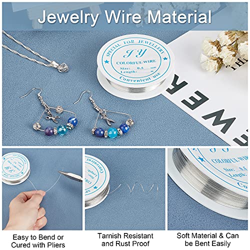 PH PandaHall 7m 0.5mm Craft Wire for Jewellery Making, Iron Jewellery Wire Tarnish Resistant Beading Wire Silver Craft Jewelry Wire for Jewelry Making Supplies DIY Crafting, 25 Gauge