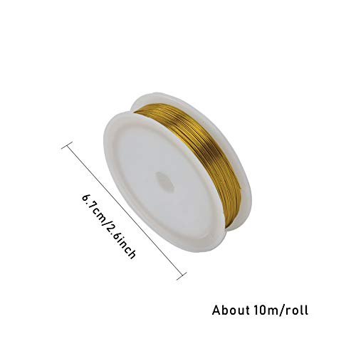 BEHAHAI 4 Roll Copper Jewelry Wire, 0.4 mm Jewelry Beading Wire Tarnish Resistant Bare Copper Wire Thin Artistic Craft Wire Wrapping Kit Mixed Color for Jewelry Making Beading Crafts