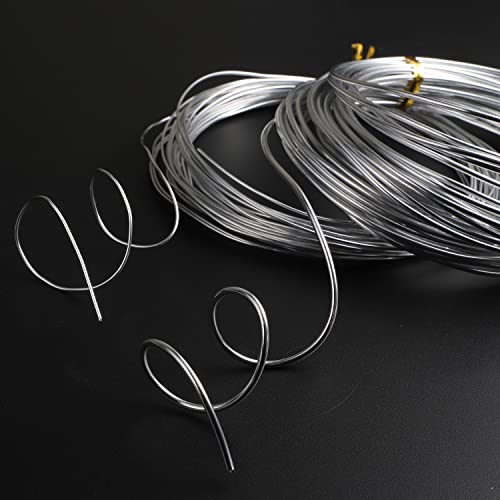 2 Rolls 65.6ft Aluminium Craft Wire, 2 Size Total 20m Bendable Beading Jewellery Wire Diameter 1mm & 2mm Flexible Silver Modelling Wire for DIY Sculpture