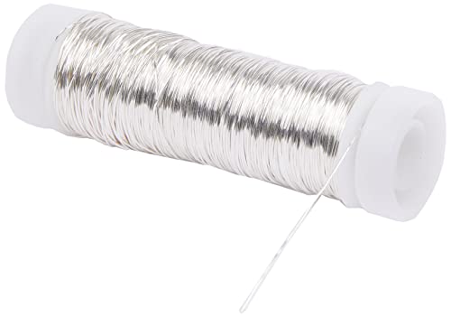 Rayher 2405522 Thin Craft Wire for Crochet Jewellery, Beading Wire for Jewelry Making, silver, Diameter 0.3 mm