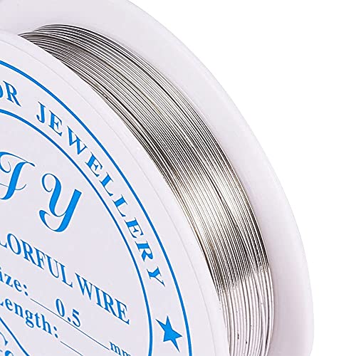 PH PandaHall 7m 0.5mm Craft Wire for Jewellery Making, Iron Jewellery Wire Tarnish Resistant Beading Wire Silver Craft Jewelry Wire for Jewelry Making Supplies DIY Crafting, 25 Gauge
