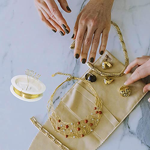 BEHAHAI 4 Roll Copper Jewelry Wire, 0.4 mm Jewelry Beading Wire Tarnish Resistant Bare Copper Wire Thin Artistic Craft Wire Wrapping Kit Mixed Color for Jewelry Making Beading Crafts