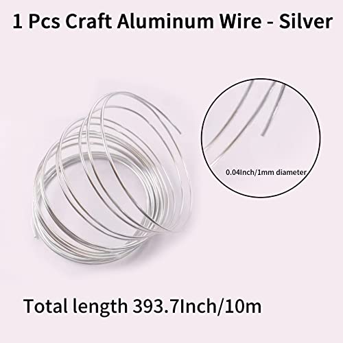 1mm Aluminum Craft Wire, 10 Meteres Aluminum Sculpting Wire, Silver Bendy Crafting Wire Bendable Metal Wire for Sculpting, DIY Art Craft Floral Making, Jewelry Making, Wrapping and Wire Weaving