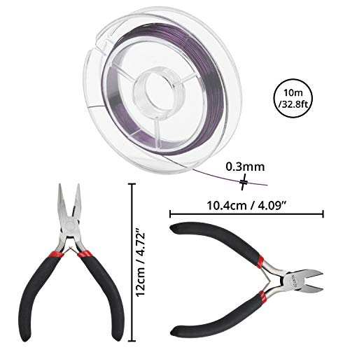 Kurtzy Coloured Aluminium Wire for Jewellery and Pliers Making (12 Pieces) - Thickness 0.3 mm - 10 m Rolls - 10 Colours - Soft Metal for Beading, Jewelry, Floral Art, Modelling Black